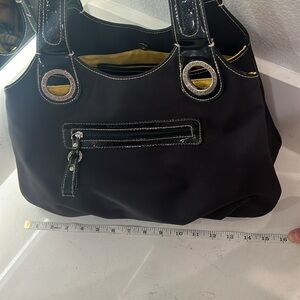 Isaac Mizrahhi EUC purse black and yellow